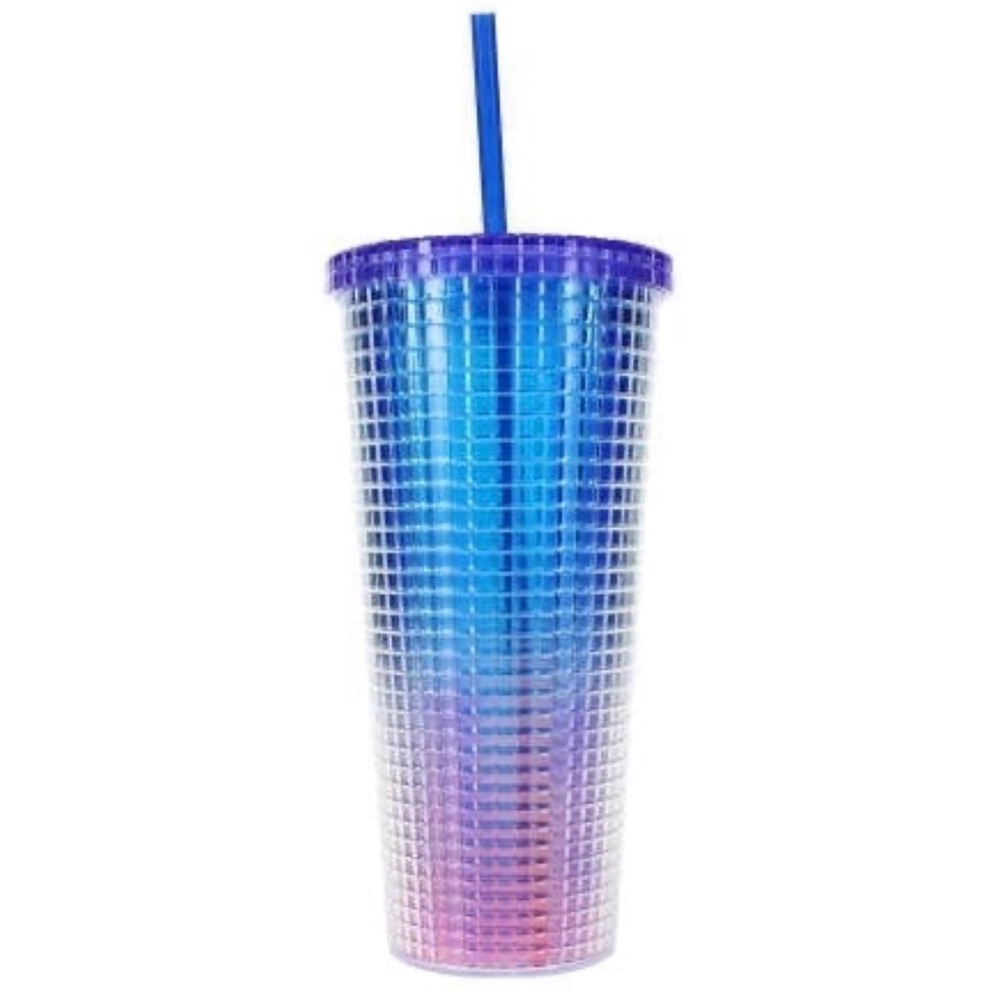 Gradient Tumbler with Straw - Blue and Pink